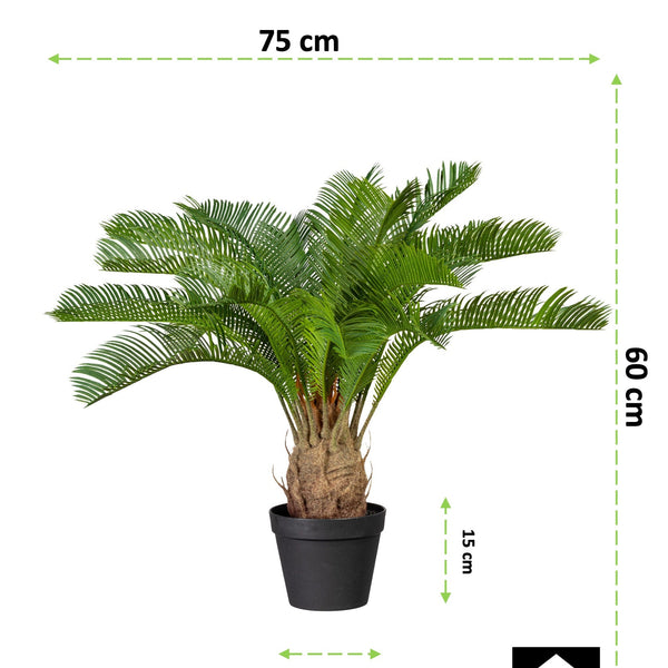 Kopu® Kunstplant Cycaspalm 60 cm in zwarte pot - 18 varens - Nepplant