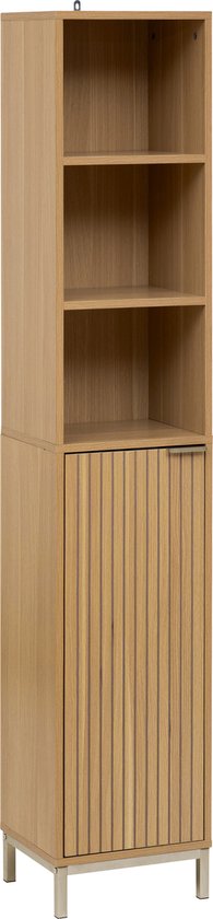 Badkamerkast Hoog Tasso Paneel dessin - 1 deur en 6 planken - Bruin