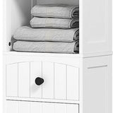 4goodz Badkamerkast 24x34x170 cm - Kolomkast 3 vakken en 1 lade - Wit