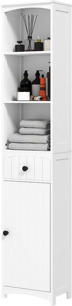 4goodz Badkamerkast 24x34x170 cm - Kolomkast 3 vakken en 1 lade - Wit
