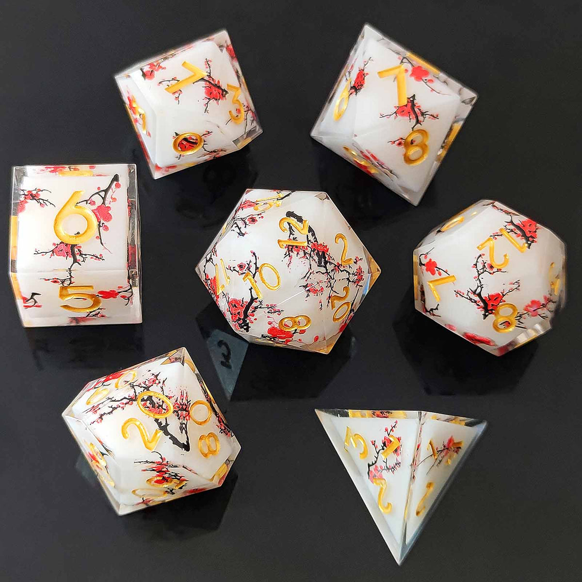 7 delige Resin Dice Set “Sakura Bloesem”
