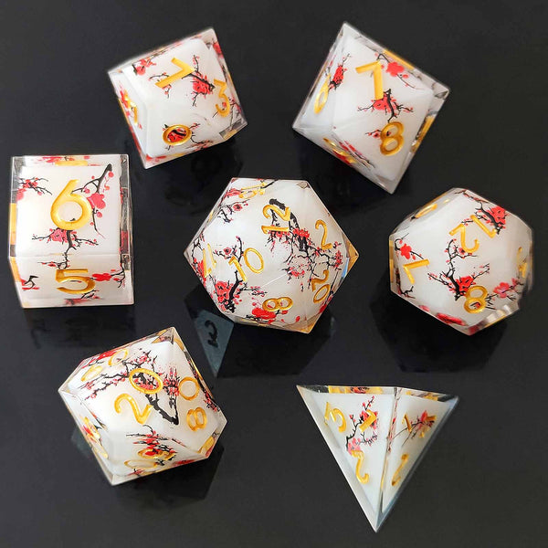 7 delige Resin Dice Set “Sakura Bloesem”