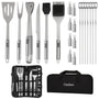Chefino BBQ Accessoires Set – 21-delig BBQ Pakket – Compleet RVS Barbecue Accessoires met Draagtas – Roestvrijstaal Kamado Accessoires