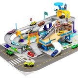Grote Parkeergarage Speelset met Auto’s – Dubbele Rijmodus Handmatig & Automatisch – Stadsracebaan met Tankstation, Bruggen en Verkeersborden – Educatief Autospeelgoed voor Kinderen