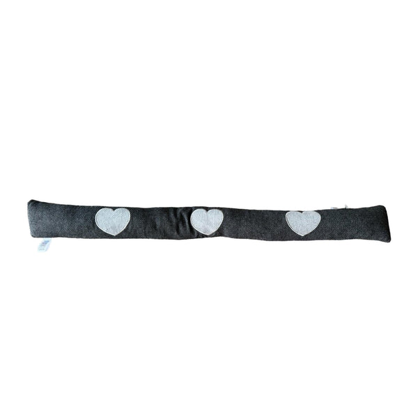 Tochtrol - Donker Grijs Hartjes - Katoen - 90 x 10 cm - Tochthond - Tochtstopper - Isolatie tegen Tocht