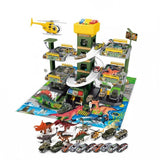 Dinosaur Parkeergarage Speelset met Auto’s & Helikopter – Grote Dino Speelset voor Kinderen – Parkeertoren, Racebanen & Dinosaurus Speelgoed