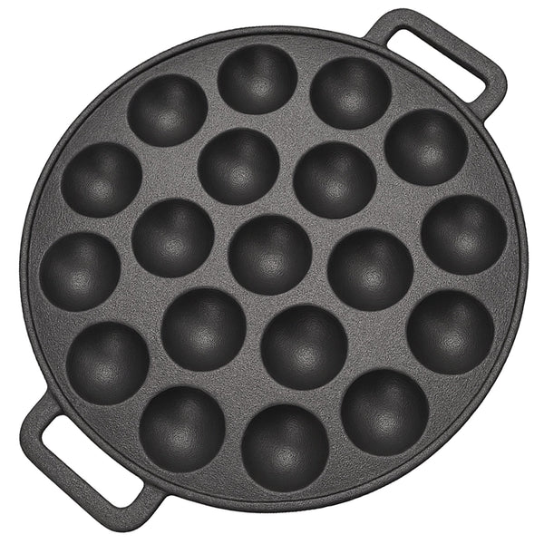 Chefino Poffertjespan Gietijzer 24 cm – 19 Poffertjes Tegelijk – Geschikt voor Gas, Inductie, Keramisch en Oven – BPA-vrij, Anti-aanbaklaag