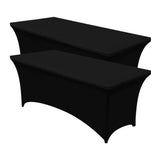 Rechthoekige Tafelhoes Stretch – 180 x 75 x 75 cm – Elastisch & Strak – Wasbaar – Zwart – Voor Feesten, Beurzen & Evenementen