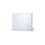 Hollywood Spiegel met Verlichting – Make-up Spiegel met LED Lampen – Dimmbaar & Touchbediening – Tafelmodel & Wandmontage – Kaptafel Spiegel met Verlichting – 58 x 48 cm – Wit