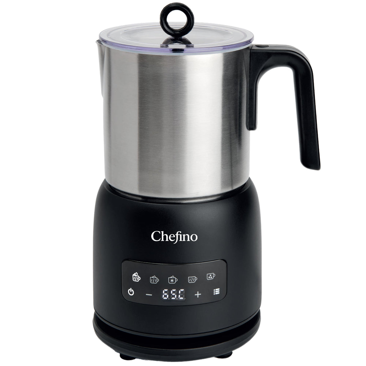 Chefino Melkopschuimer – PFAS-vrij & RVS – 4 Programma’s – Warm & Koud Opschuimen – 300 ml – 550 W – Automatische Uitschakeling – Vaatwasserbestendig – Zwart-Zilver