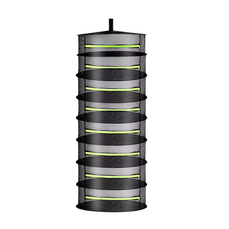 Hangend Droognet voor Kruiden - 8 Laags Droogrek met Ritsen - Opvouwbaar Droogrek voor Binnen en Buiten - Ø 60 cm - 120 cm Hoog – Inclusief Opbergtas – Ademend en Stevig