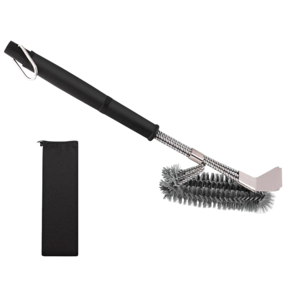 BBQ Borstel met Schraper - BBQ Accessoires - BBQ Schoonmaakborstel geschikt voor alle merken - 2 in 1 - Barbecue Staalborstel - RVS - Zilver
