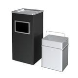 Asbak Voor Buiten - Zwart met RVS - 31 cm x 25 cm x 61 cm - Vloerasbak - Buitenasbak Groot - Rookpaal - Asbakken - Staande Asbak met RVS Afvalbak