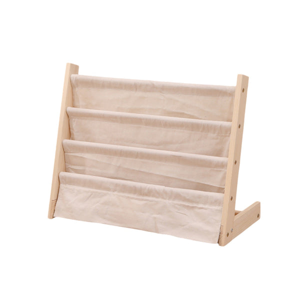 Kinderboekenkast - 60 x 50 x 30 cm - Bruin - Hout met Linnen - Kinderboekenrek - Boekenrek Kinderkamer