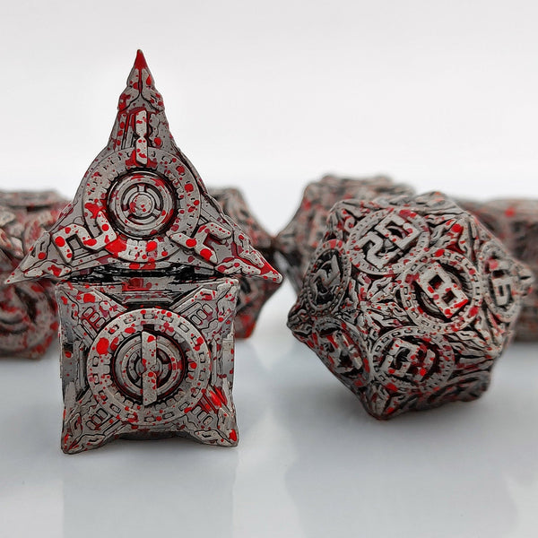 7 delige Metal Dice Set “Bloodsplatter"