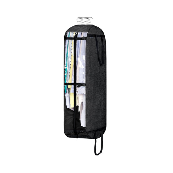Kledinghoes met Hanger – Opvouwbare Kleding Organizer – Kleding Opbergzak met Rits & Venster – Kleding Transporthoes – Geschikt voor Verhuizen & Reizen – 127 x 60 x 25 cm – Zwart