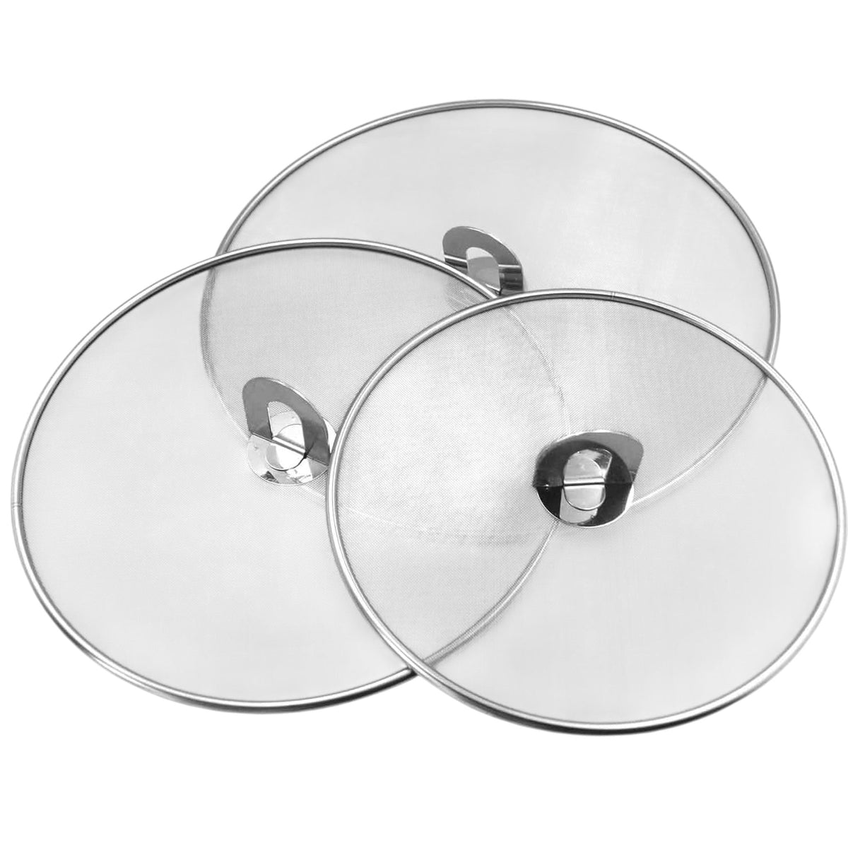 RVS Antispatdeksel Set van 3 – Ø20 - Ø25 - Ø30 cm – Spatdeksel voor Pan – Fijne Antispat Zeef – Vetbeschermer voor Bakken & Braden – Vaatwasserbestendig – Universeel Formaat