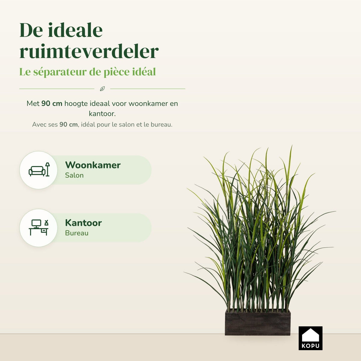 Kopu® Kunstgras Roomdivider 90 cm - Kunstgras Kamerverdeler in pot