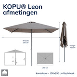 Kopu® Leon Parasol Rechthoek 150x250cm met Hoes - Hoogteverstelbaar - Taupe