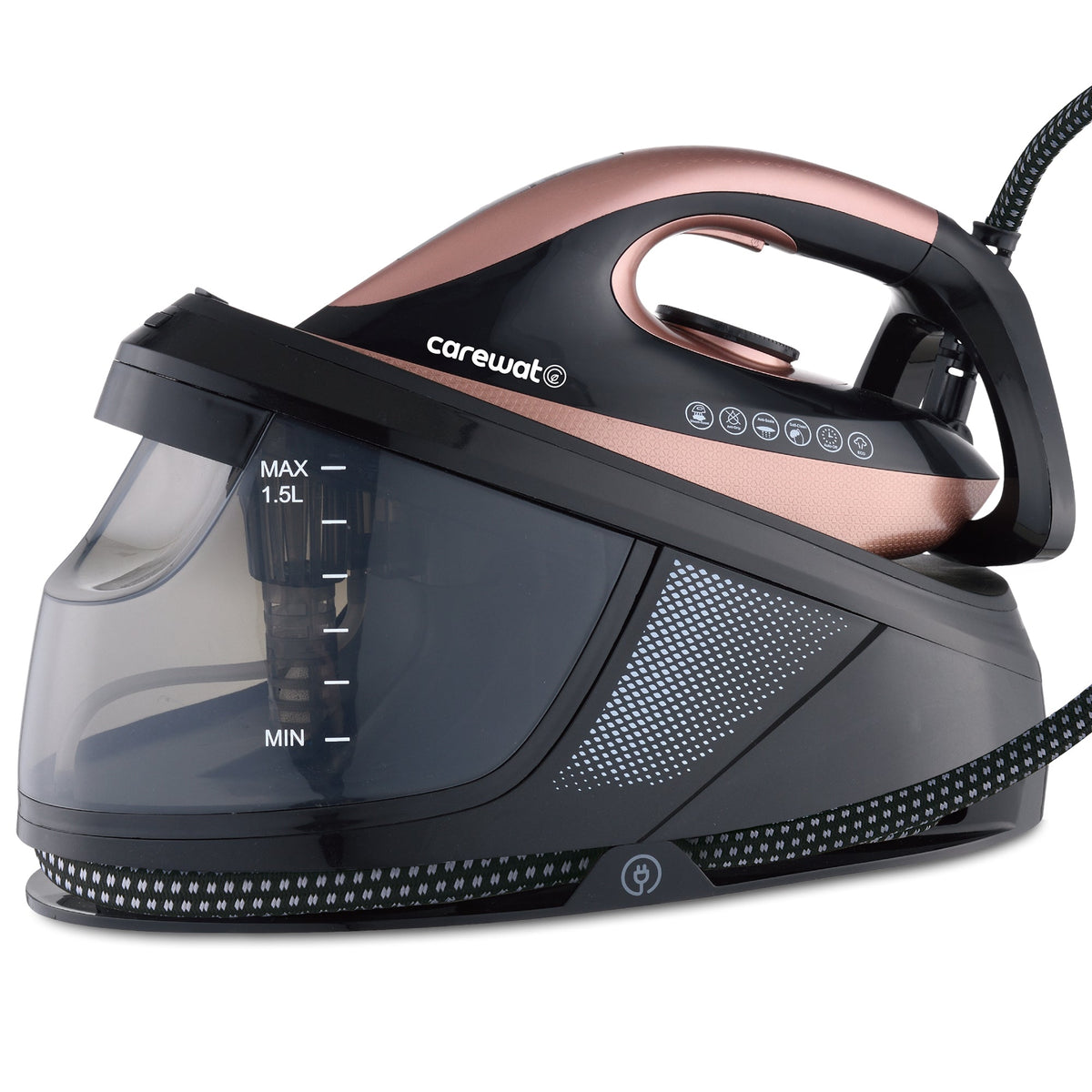Carewat Stoomstrijkijzer met Stoomgenerator - Goud - 2200W - 1.5L Uitneembare Watertank - 100 g-min Stoomproductie - Keramische Zoolplaat - 3.0 Bar Stoomdruk - Anti-Oververhitting - Geschikt voor alle stoffen