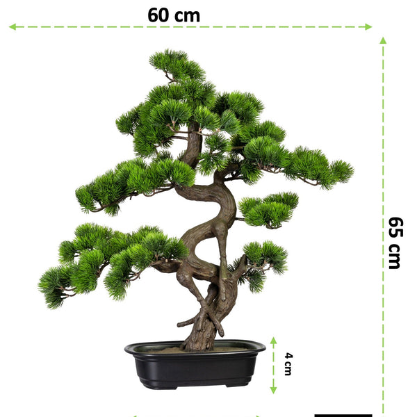 Kopu® Kunstplant Bonsai 65 cm Pijnboom met zwarte Pot - Bonsai boompje