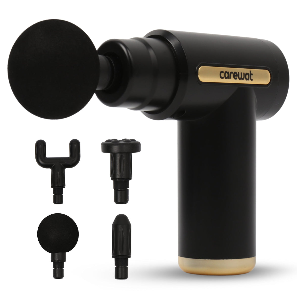 Carewat Massage Gun – Spiermassage Apparaat met 4 Opzetstukken – Draadloos – Stil – Oplaadbaar via USB-C – Spierontspanner voor Nek, Rug en Benen