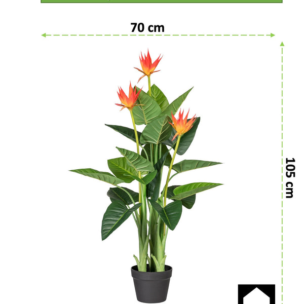 Kopu® Kunstplant Guzmania 105 cm met 3 oranje bloemen - Nepplant