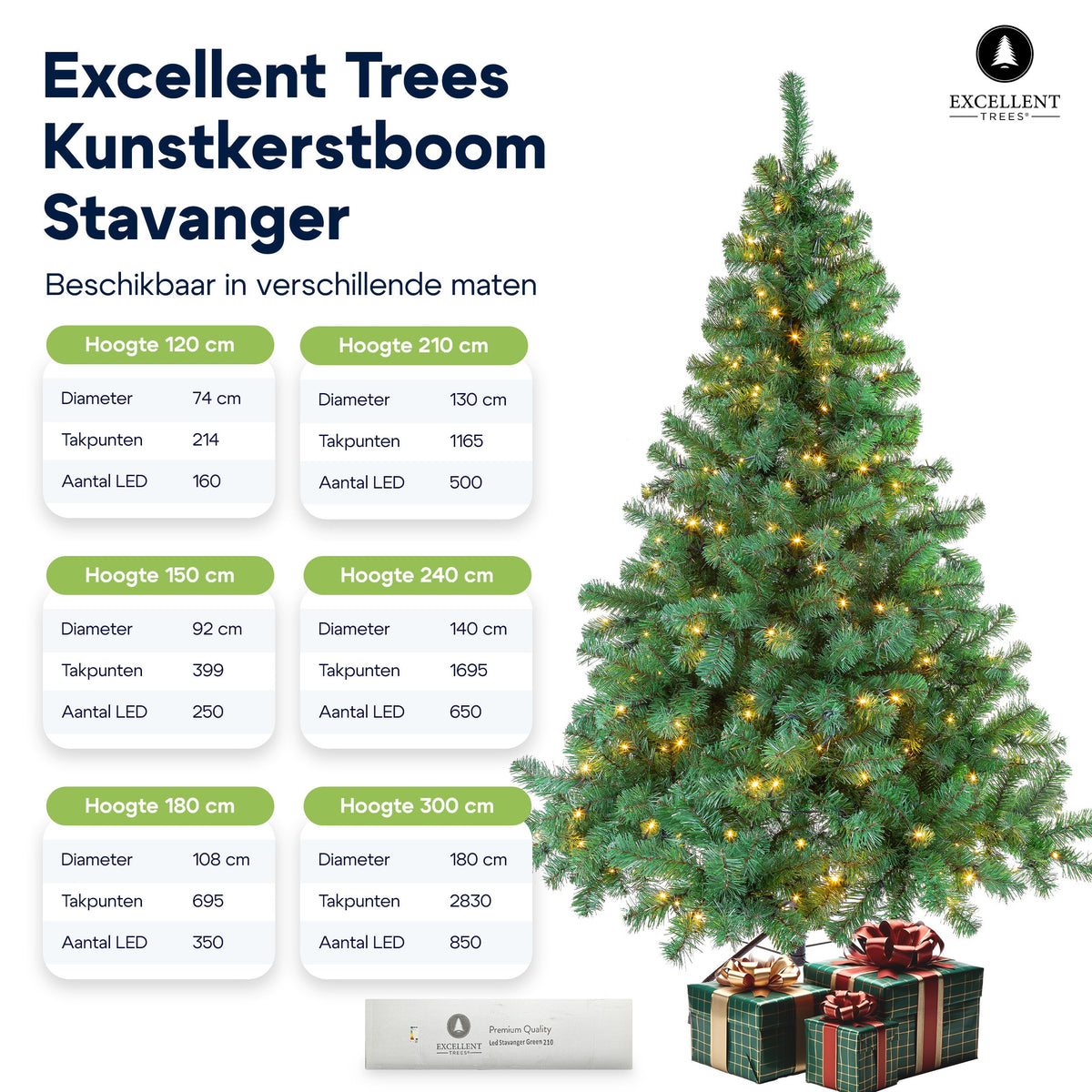 Excellent Trees® Stavanger LED 210 cm - Kerstboom met Verlichting en Smart App