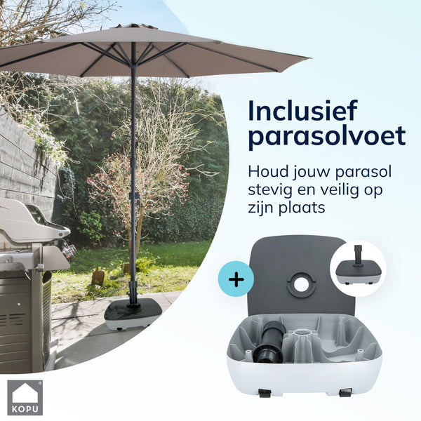 Kopu® Valencia Parasol Rond 300 cm met Beschermhoes en Voet - Taupe