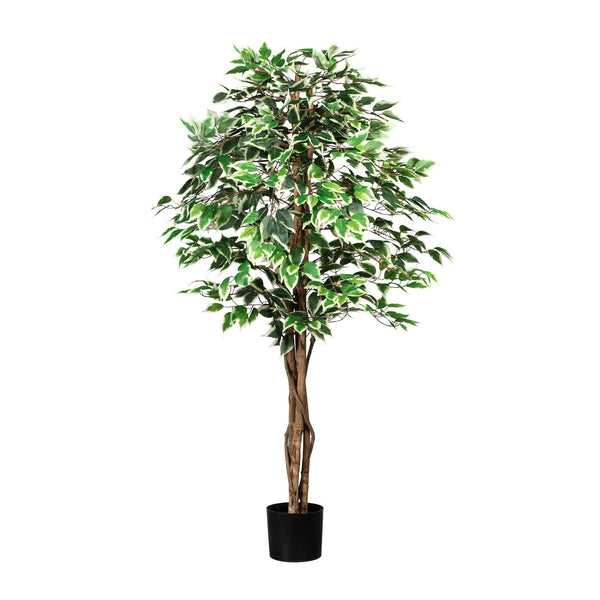 Kopu® Kunstplant Ficus 150 cm - 840 groen/witte bladeren - Natuurstam