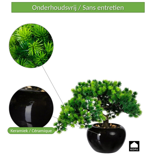 Kopu® Kunstplant Bonsai Lariks 26 cm met zwarte Pot - Bonsai boompje