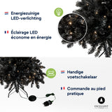 Excellent Trees® Stavanger Black 150 cm Zwarte Kerstboom met Verlichting - 250 LED Lampjes - ⌀91cm - ↕150cm