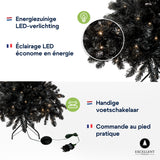 Excellent Trees® Stavanger Black 210 cm Zwarte Kerstboom met Verlichting -  500 LED Lampjes