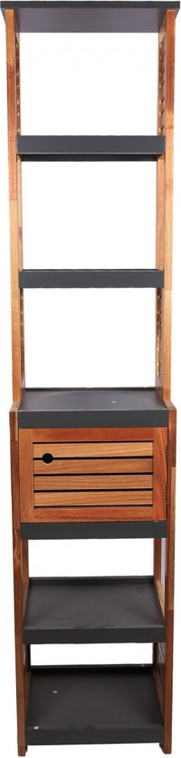 Acaciahout Hoge Badkamerkast 1 deur en 5 legplanken 30x38x170 cm