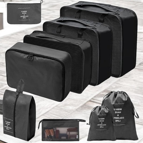 Packing Cubes - Zwart - 9-delige set - Packing Cubes Compression - Optimale Koffer Indeling (kopie)