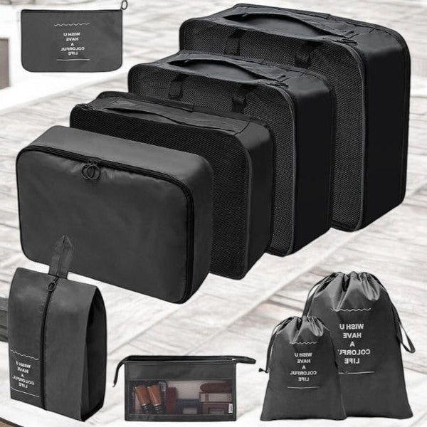 Packing Cubes - Zwart - 9-delige set - Packing Cubes Compression - Optimale Koffer Indeling (kopie)