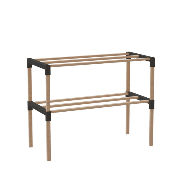 Schoenenrek 2 Lagen – Zwart - Compact Houten Schoenenkast – Ruimtebesparend Schoenenrek voor 6+ Paar – Duurzaam & Modern Design – 51 x 23 x 39 cm