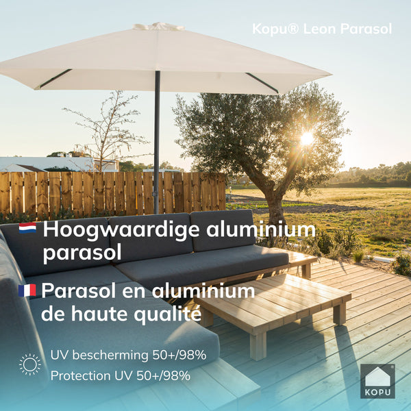 Kopu® Leon Parasol Rechthoek 150x250 cm - Balkonparasol met Hoes - Creme