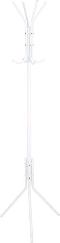 Kapstok Staand – Kledingrek met 8 Haken – Hoogte 172 cm – Staande Kapstok Metaal – Vrijstaande Kapstok – Wit – Voor Hal, Slaapkamer en Kantoor