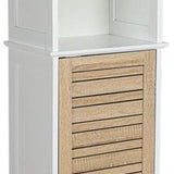 Badkamerkast Stockholm met deur en 6 planken 35x26x173 cm - Wit/Bruin