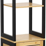 Bamboe Hoge Badkamerkast Kolomkast 30x38x170 cm Bruin/Zwart