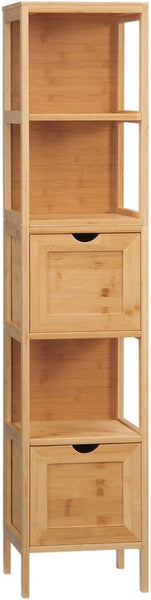 4goodz Bamboe Badkamerkast - Kolomkast 2 lades en plank 140 cm - Bruin