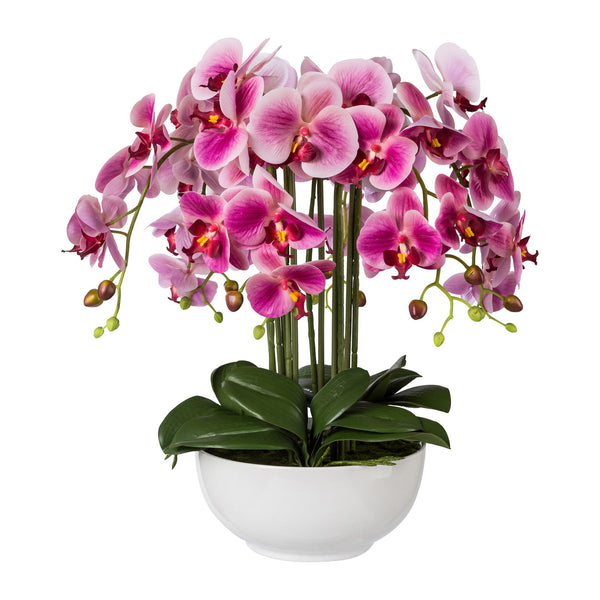 Kopu® Kunstbloem Orchidee 54 cm Roze met Schaal - Phalenopsis