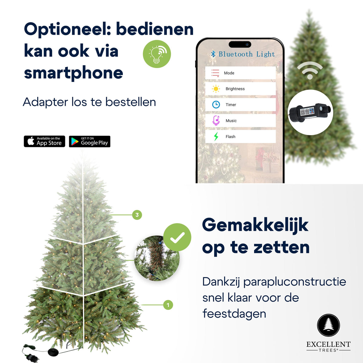 Excellent Trees® LED Ulvik 150 cm - Premium Kerstboom met 250 lampjes - ⌀80cm - 150cm