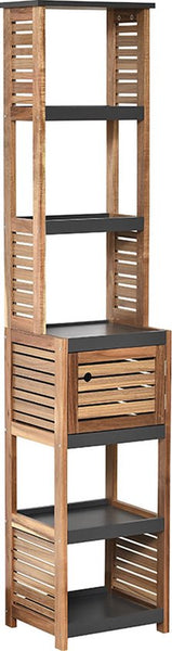 Acaciahout Hoge Badkamerkast 1 deur en 5 legplanken 30x38x170 cm