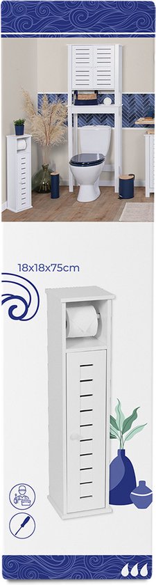 Toiletrolhouder met toiletroldispenser Santorini - 18x18x75 cm - Wit