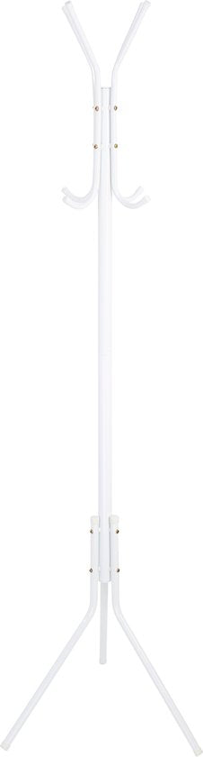 Kapstok Staand – Kledingrek met 8 Haken – Hoogte 172 cm – Staande Kapstok Metaal – Vrijstaande Kapstok – Wit – Voor Hal, Slaapkamer en Kantoor