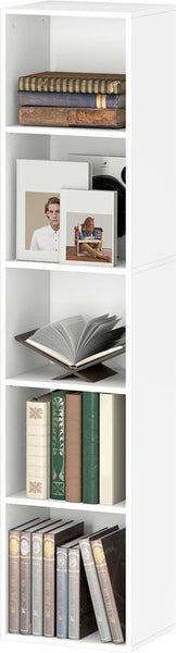 4goodz Boekenkast met 5 Verstelbare Planken - 24x30x134 cm - Wit