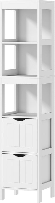 Badkamerkast - Kolomkast 2 lades en 3 planken 30x30x141 cm - Wit