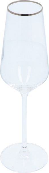 Alvito Champagneglazen set van 6 stuks - inhoud 21 cl - met Zilveren Rand